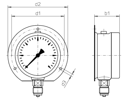 Manometer 0 bis 16 bar Ø 100mm