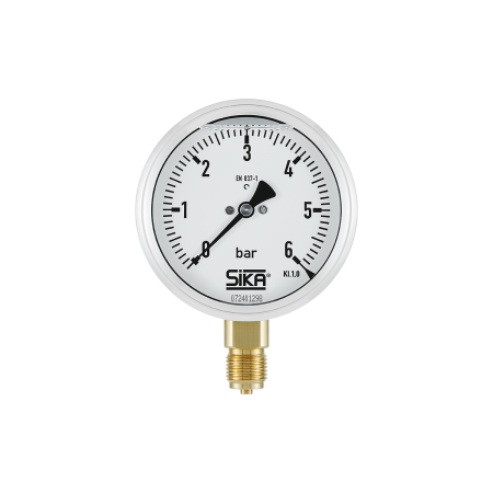 Manometer R 100mm FIG1 +0 bis +006,0 bar G1/2 B unten, MS